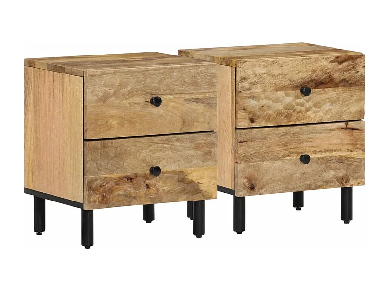 Tables de chevet 2 pièces 40x33x46 cm Bois de manguier solide