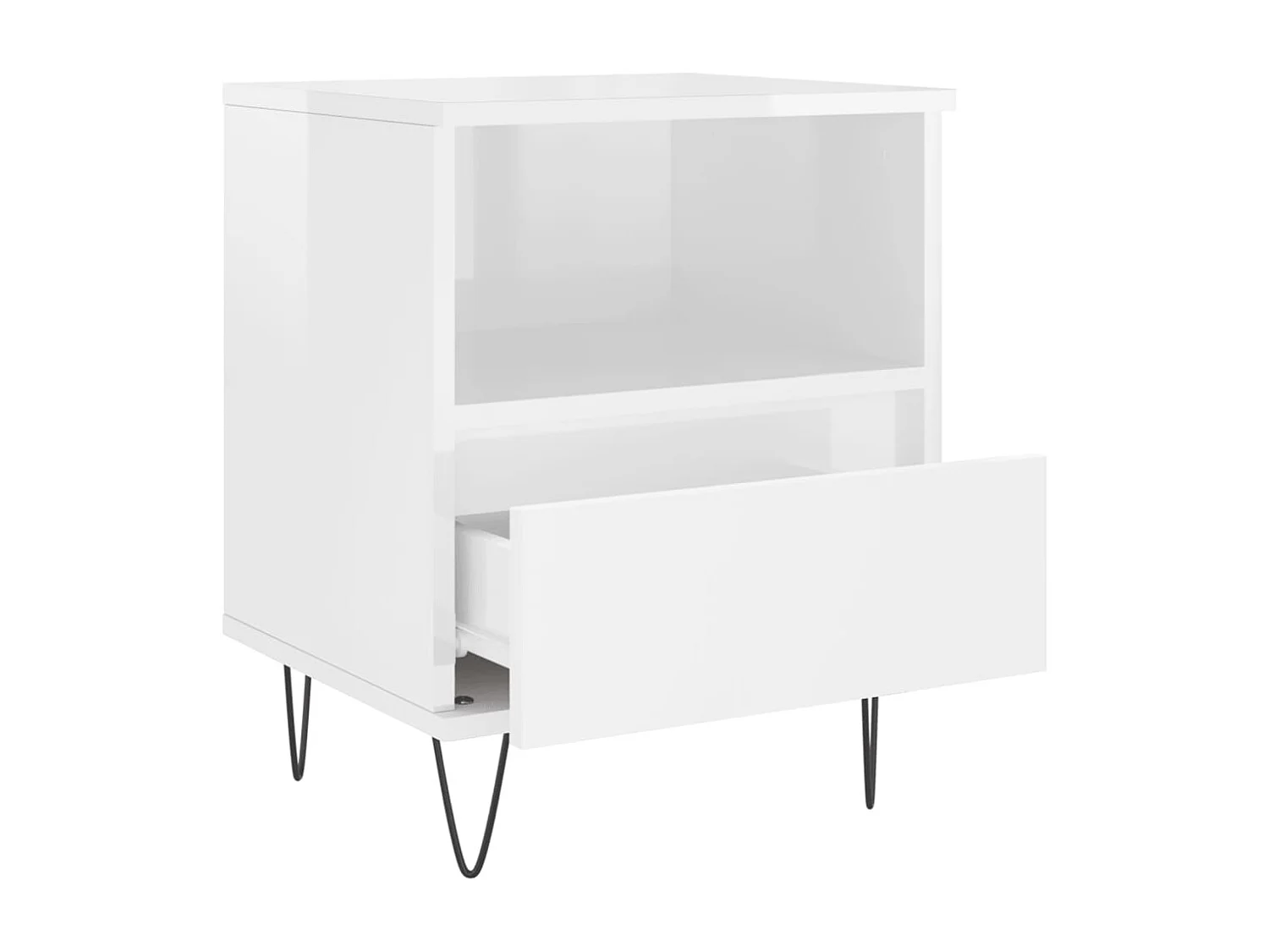 Mesa de cabeceira 2 peças derivados de madeira branco brilhante