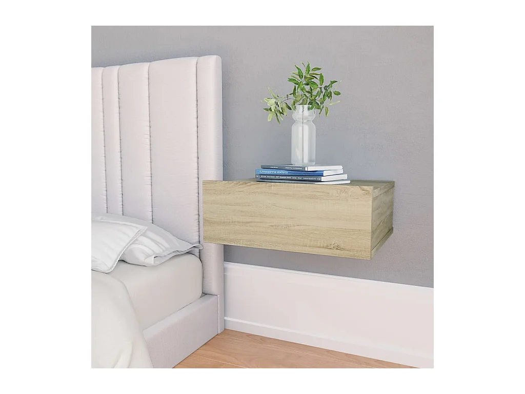 Mesa cabeceira suspensa 2 peças 40x30x15cm contrapl. carv. sonoma