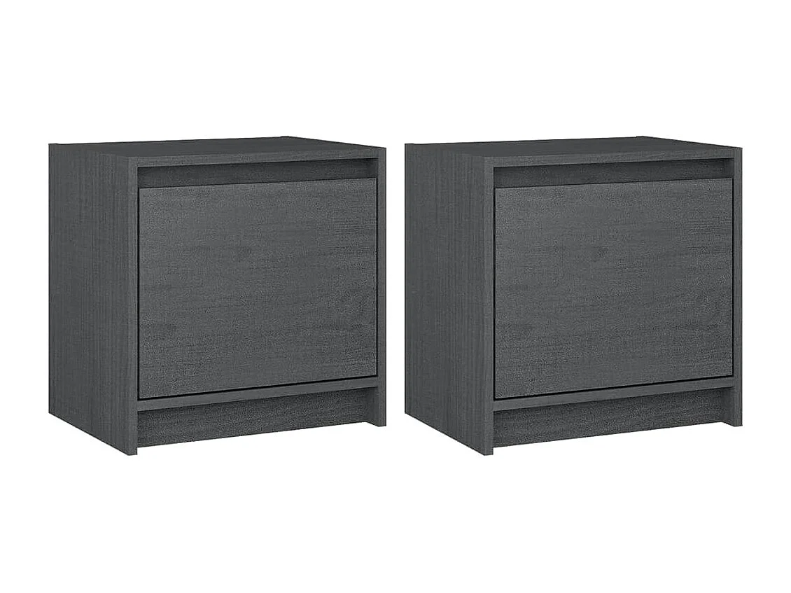 Nachtkastjes 2st 40x30,5x40 cm massief grenenhout grijs