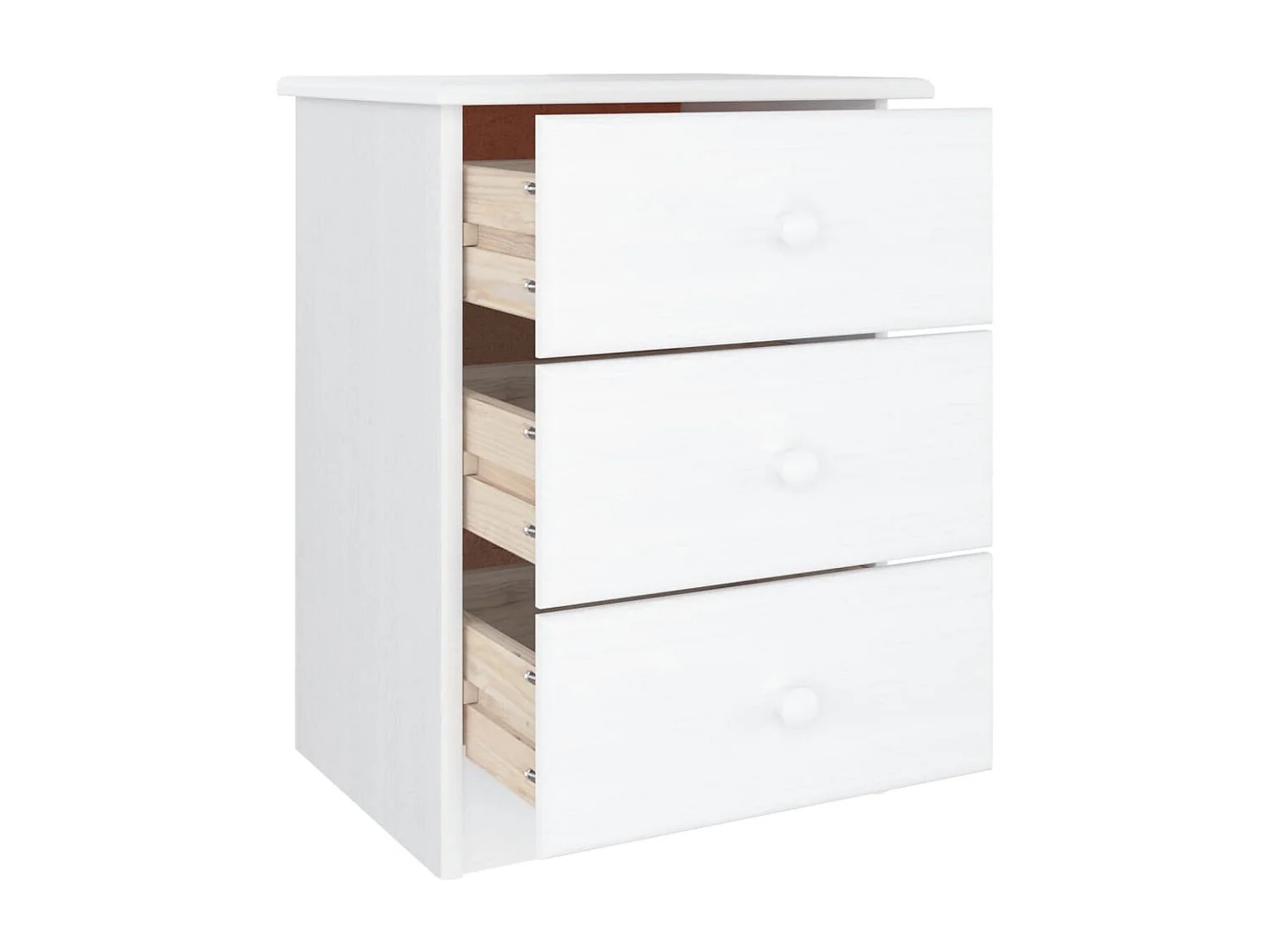 Mesita de noche ALTA madera maciza de pino blanco 41x35x55 cm