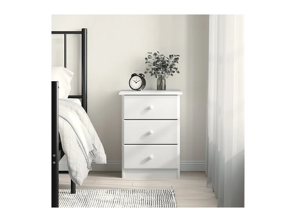 Table de chevet ALTA blanc 41x35x55 cm bois de pin massif