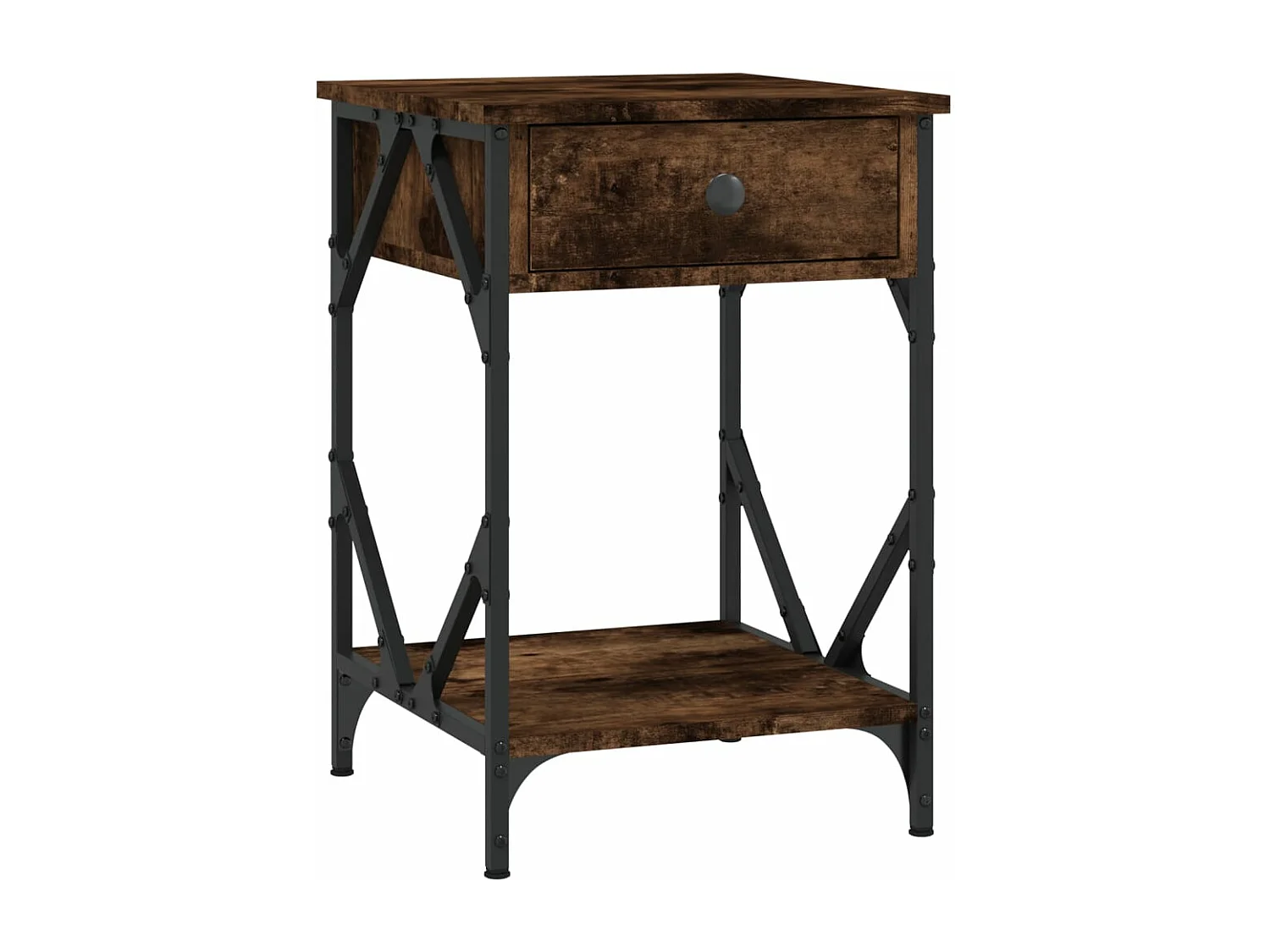 Mesita de noche madera contrachapada roble ahumado 40x42x60 cm