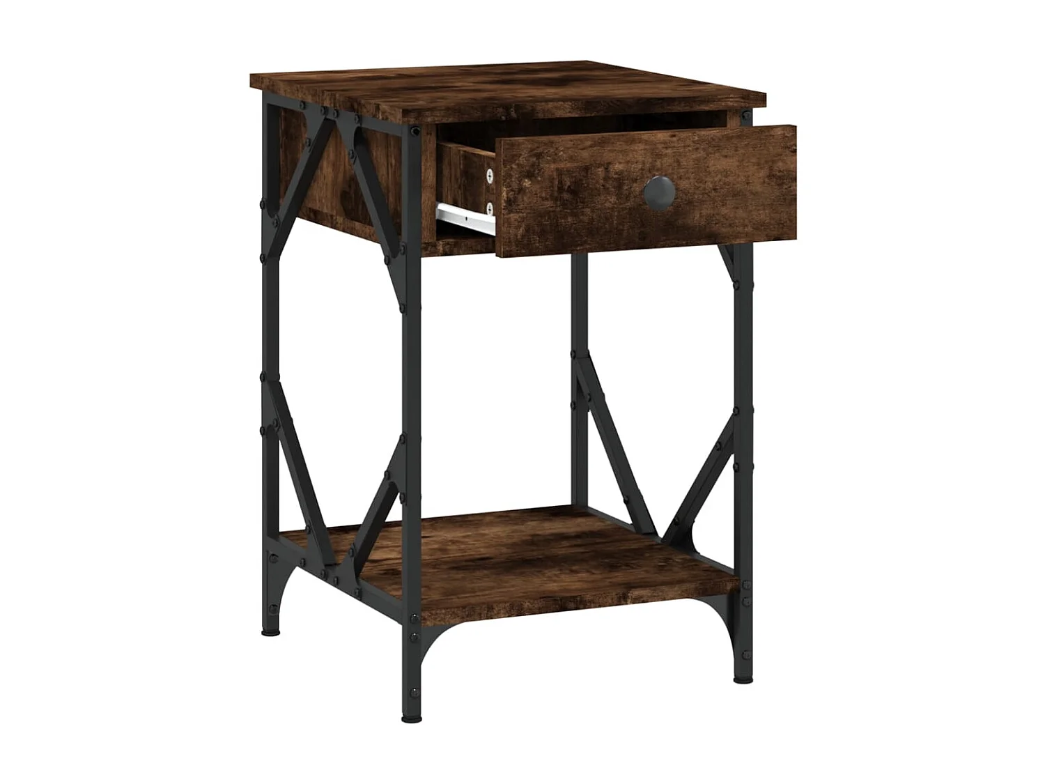 Mesita de noche madera contrachapada roble ahumado 40x42x60 cm