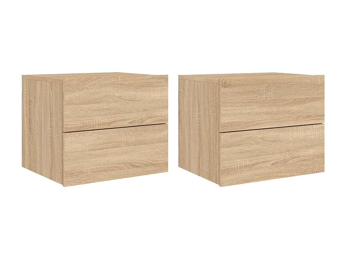 Tables de chevet murales avec lumières LED 2 pièces chêne sonoma