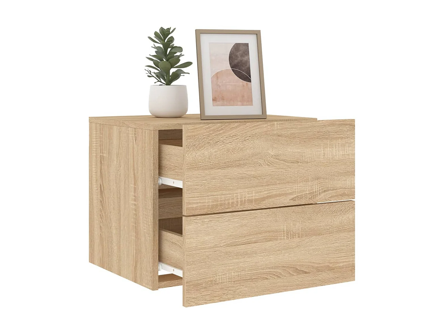 Tables de chevet murales avec lumières LED 2 pièces chêne sonoma