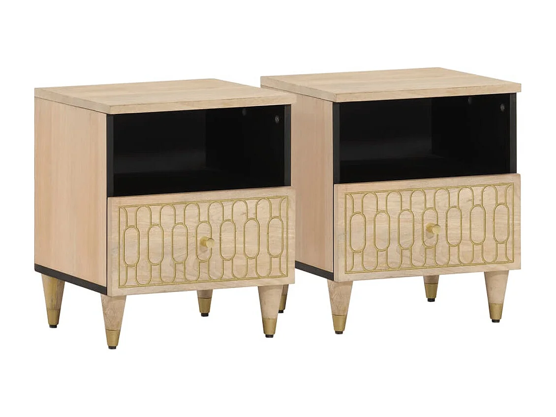 Tables de chevet 2 pièces 40x33x46 cm Bois de manguier solide