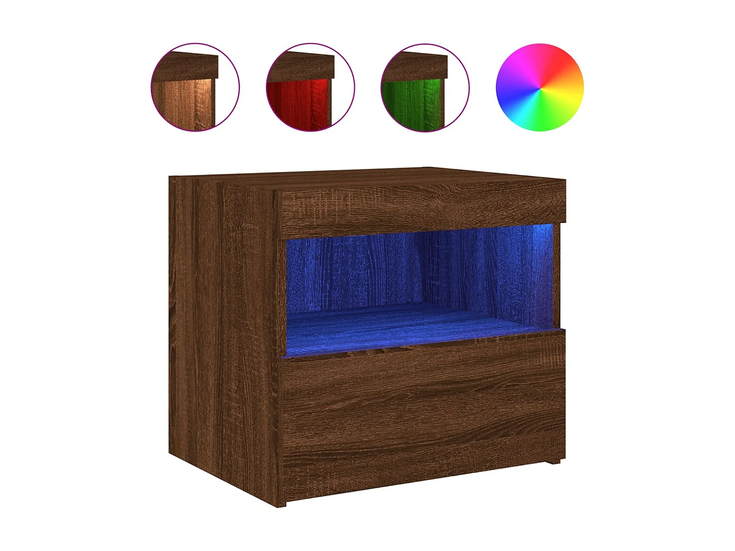 Tables de chevet et lumières LED 2 pièces chêne marron 50x40x45 cm