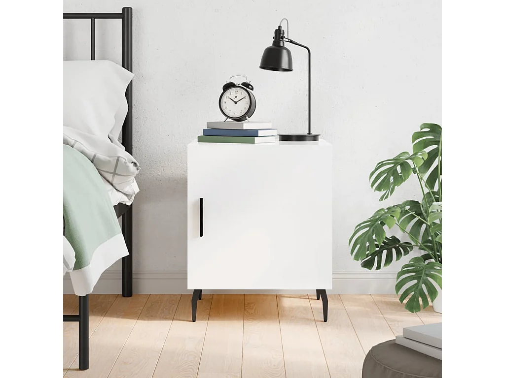Mesa de cabeceira 40x40x50cm derivados madeira branco brilhante