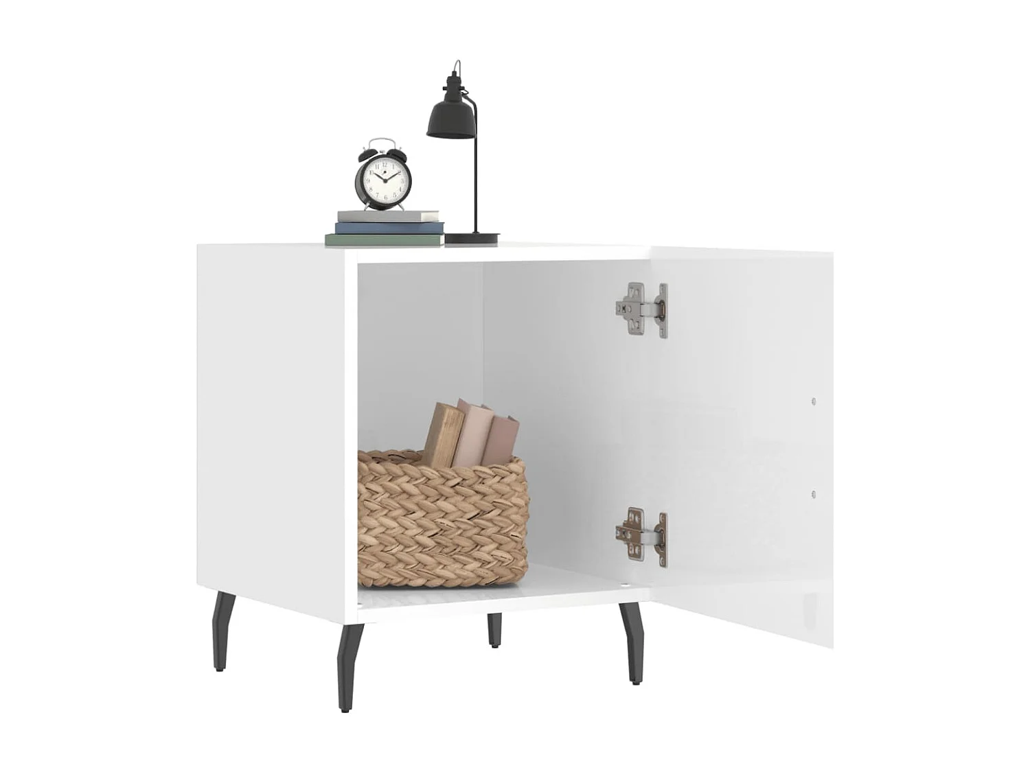 Mesa de cabeceira 40x40x50cm derivados madeira branco brilhante