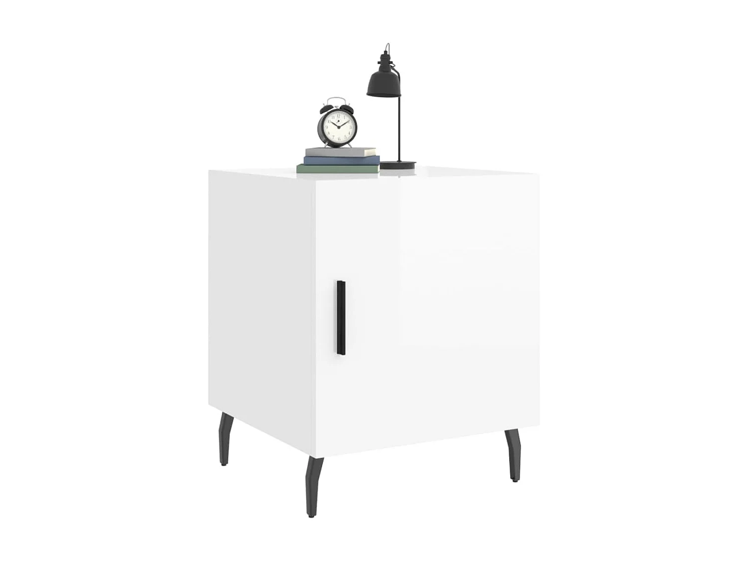 Mesa de cabeceira 40x40x50cm derivados madeira branco brilhante