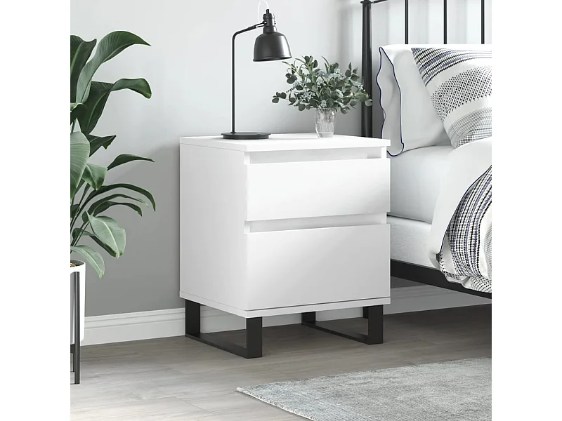 Mesita de noche madera contrachapada blanco 40x35x50 cm