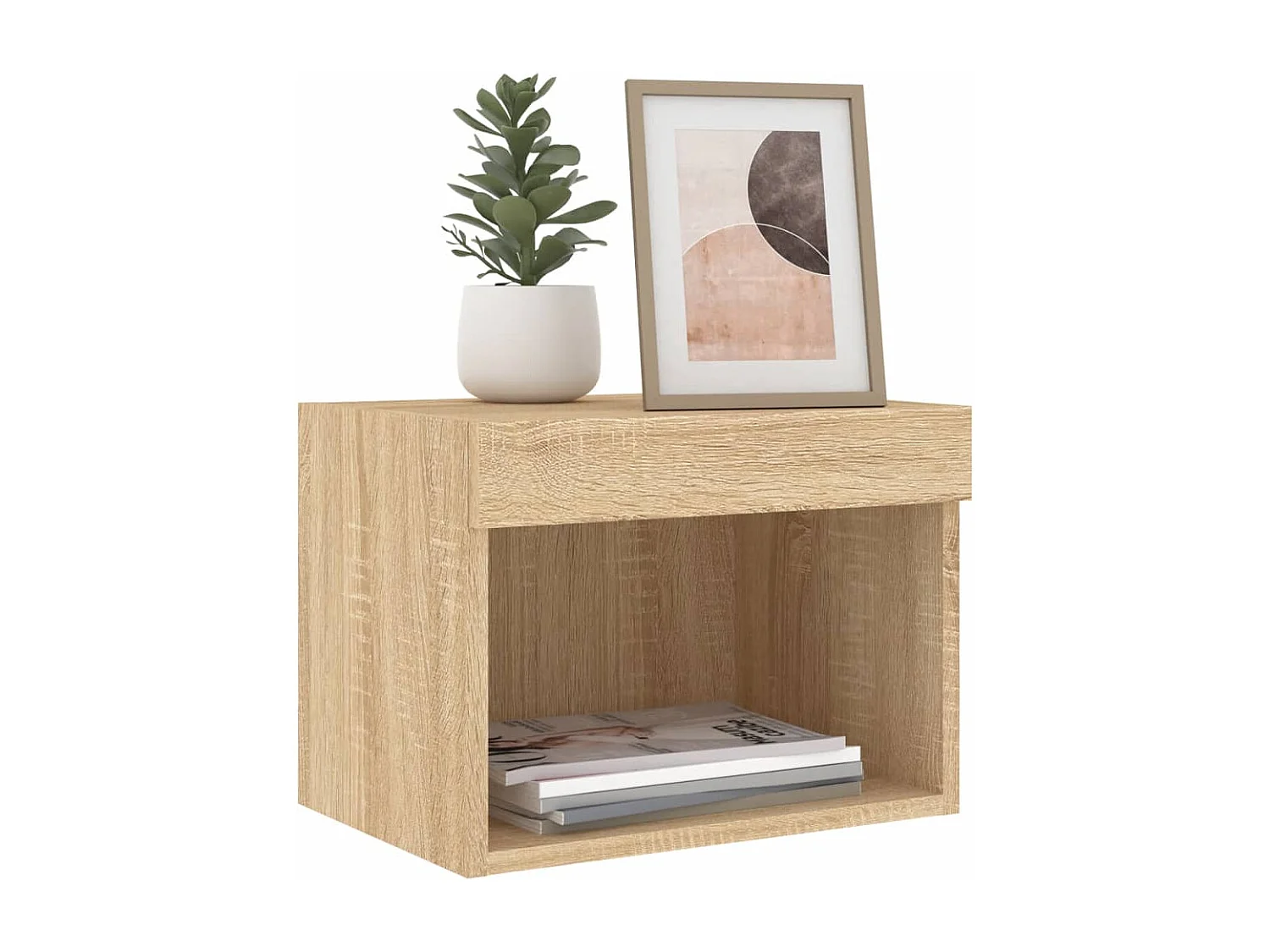 Tables de chevet murales avec lumières LED 2 pièces chêne sonoma