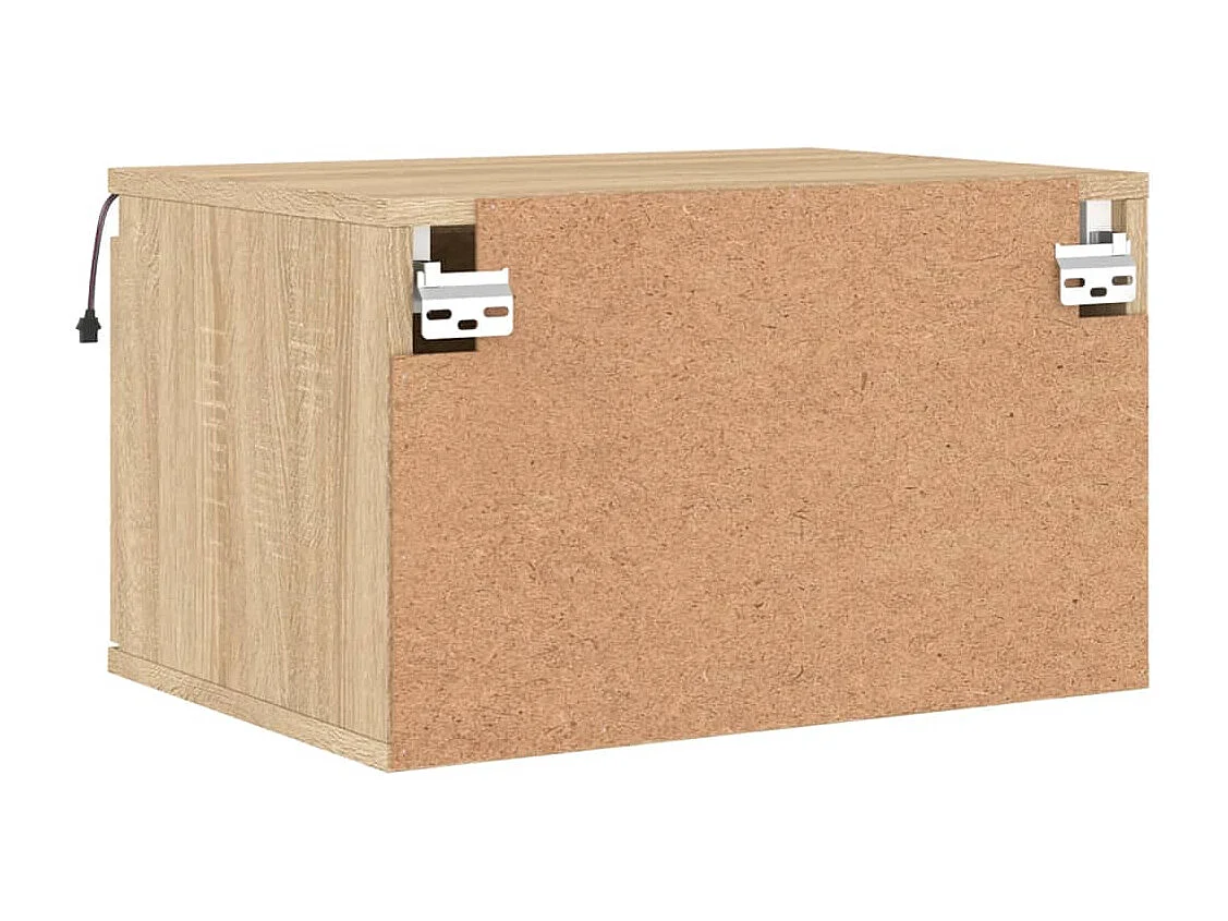 Tables de chevet murales avec lumières LED 2 pièces chêne sonoma