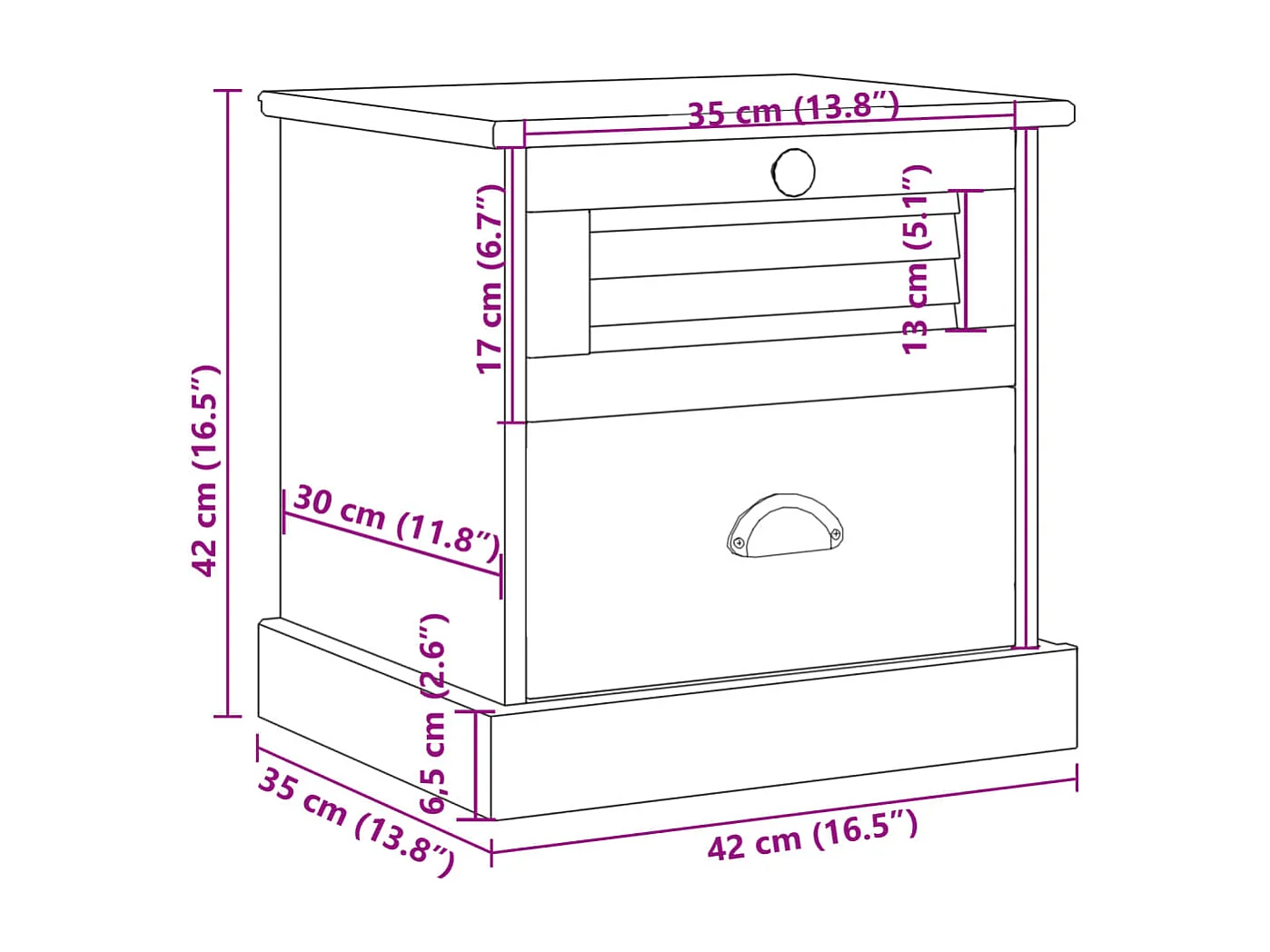 Table de chevet VIGO 42x35x40 cm bois de pin massif