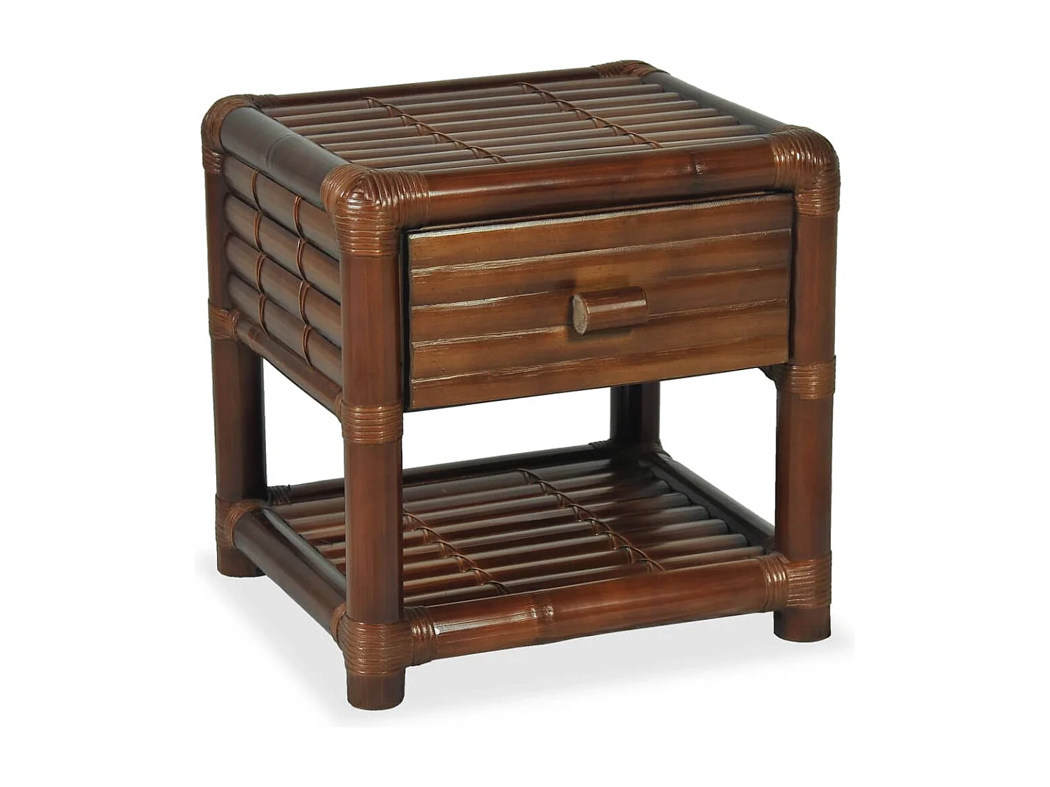 Mesita de noche de bambú marrón oscuro 45x45x40 cm