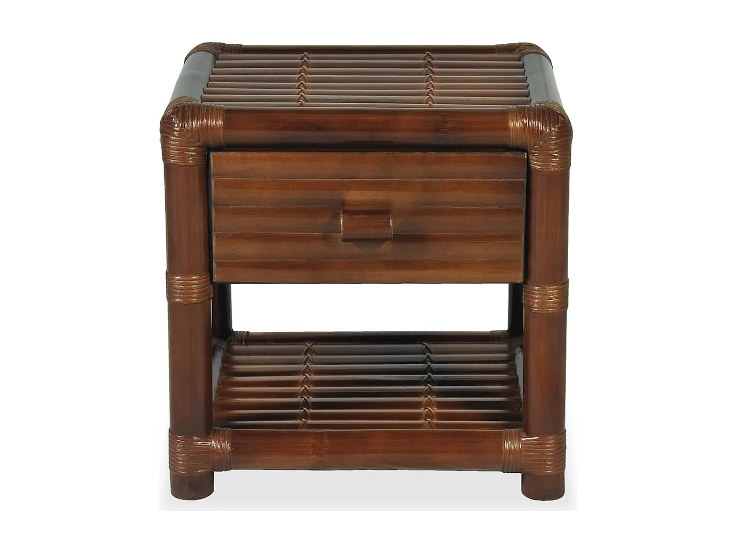Mesita de noche de bambú marrón oscuro 45x45x40 cm