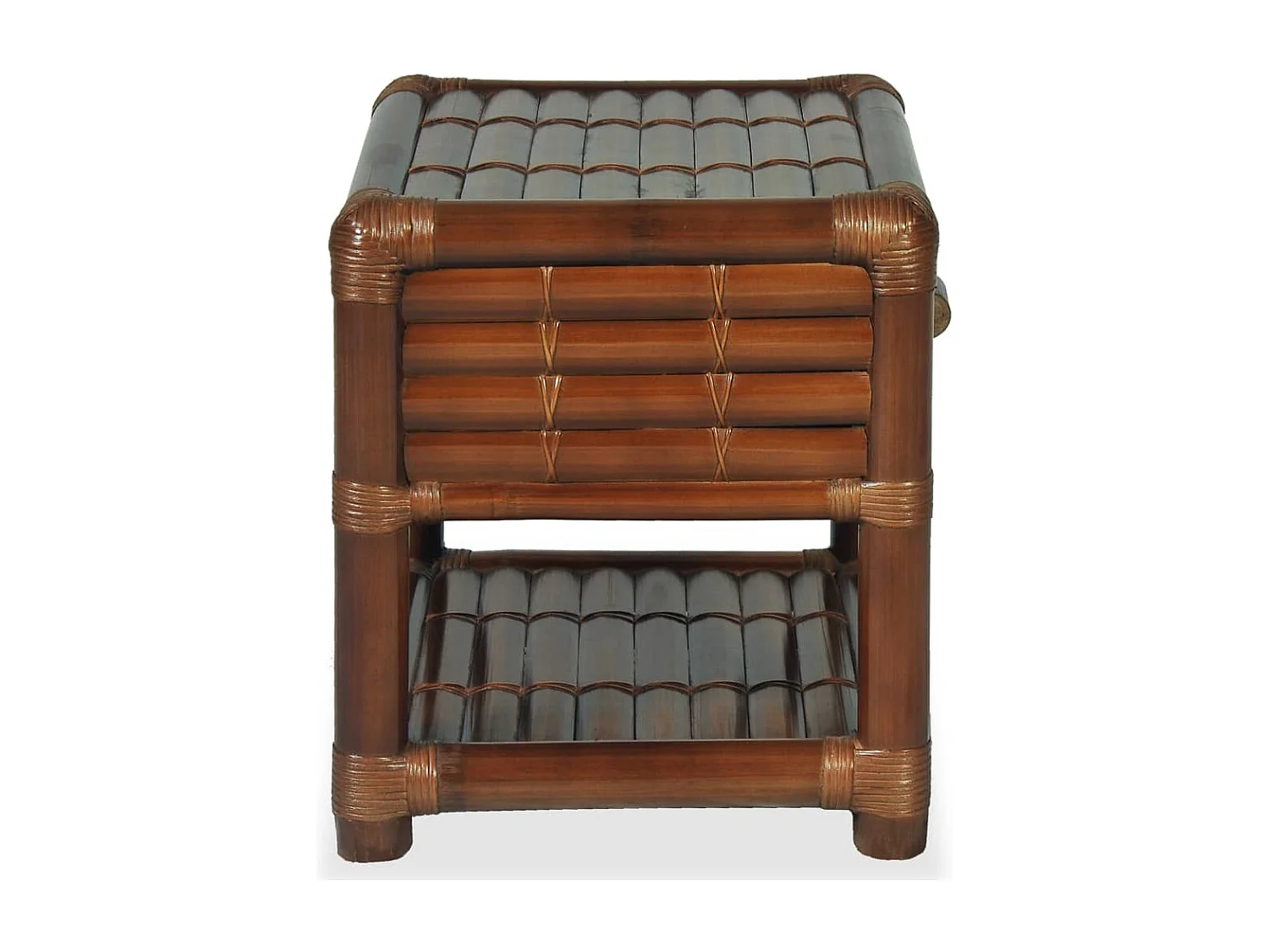 Mesita de noche de bambú marrón oscuro 45x45x40 cm