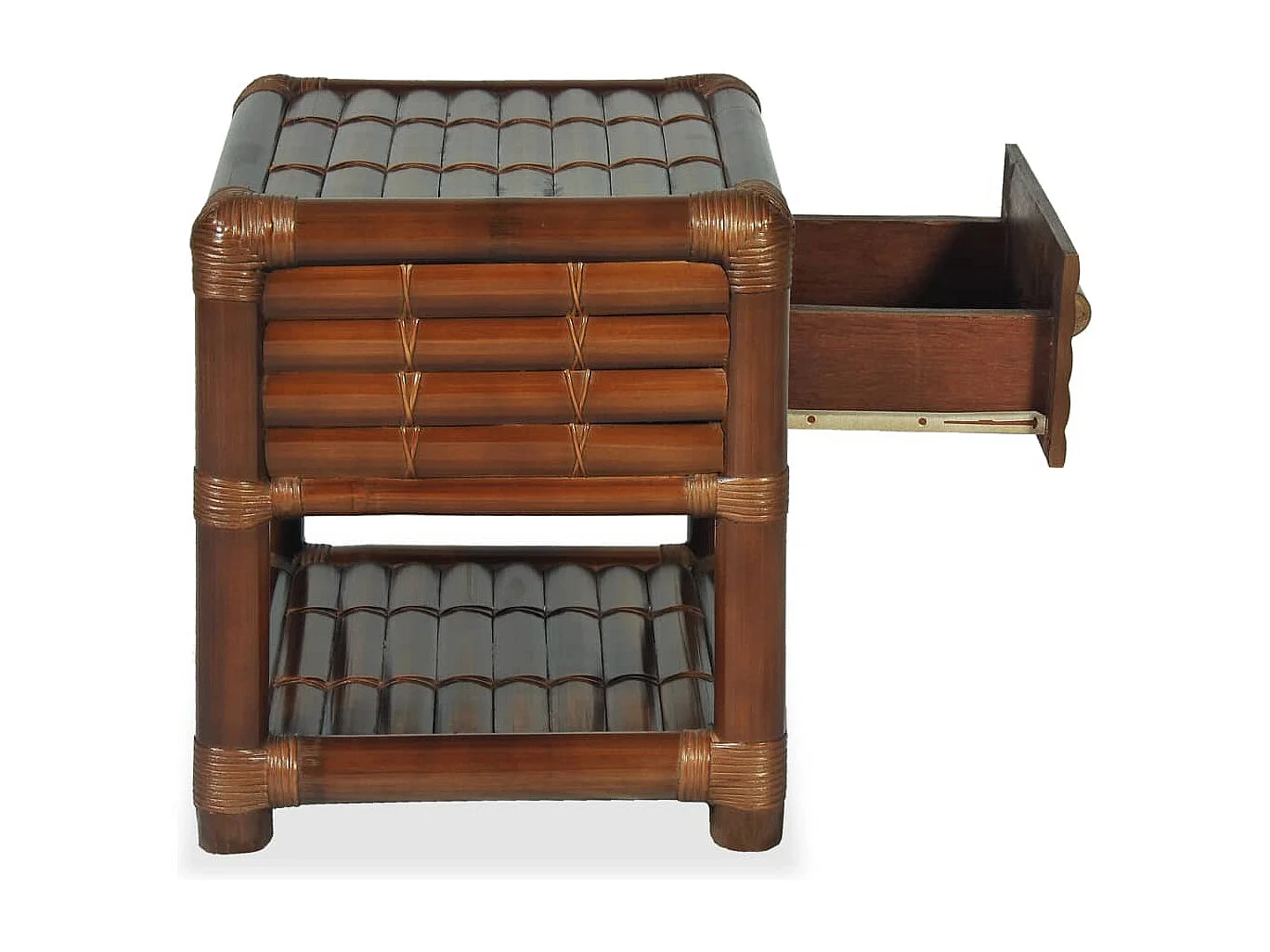 Mesita de noche de bambú marrón oscuro 45x45x40 cm