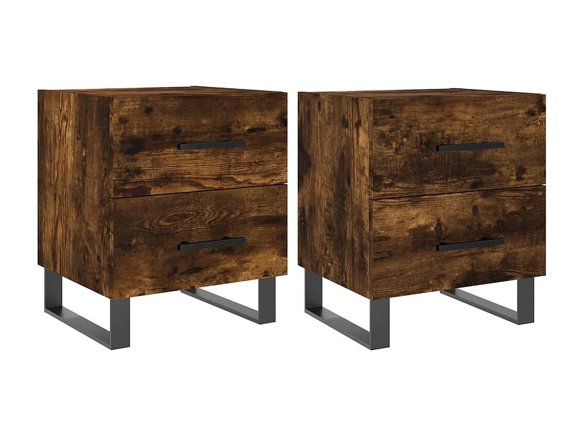 Tables de chevet 2pièces chêne fumé 40x35x47,5cm bois d’ingénierie