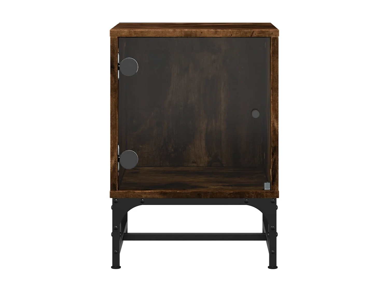 Table de chevet avec porte en verre chêne fumé 35x37x50 cm