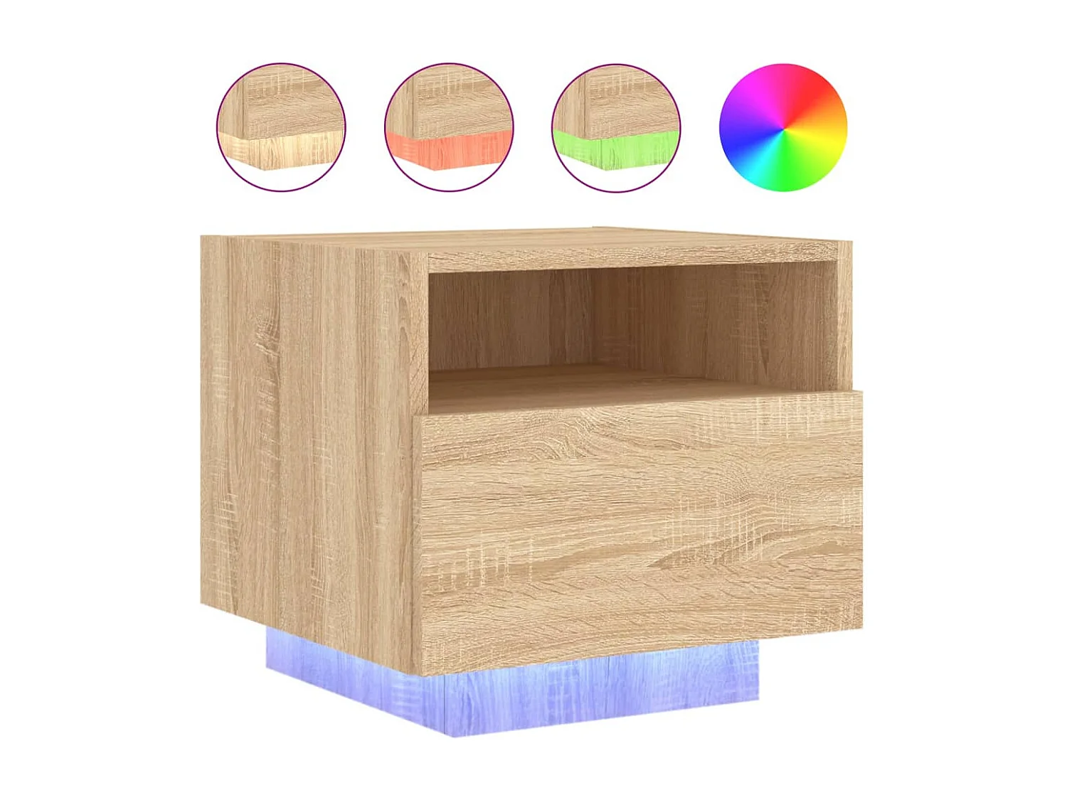 Table de chevet avec lumières LED chêne sonoma 40x39x37 cm