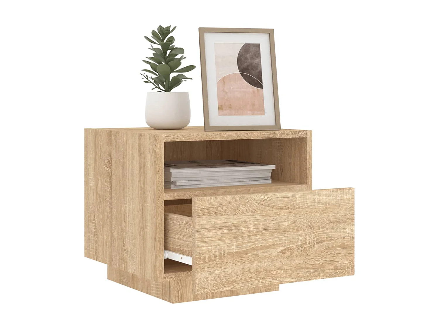 Table de chevet avec lumières LED chêne sonoma 40x39x37 cm