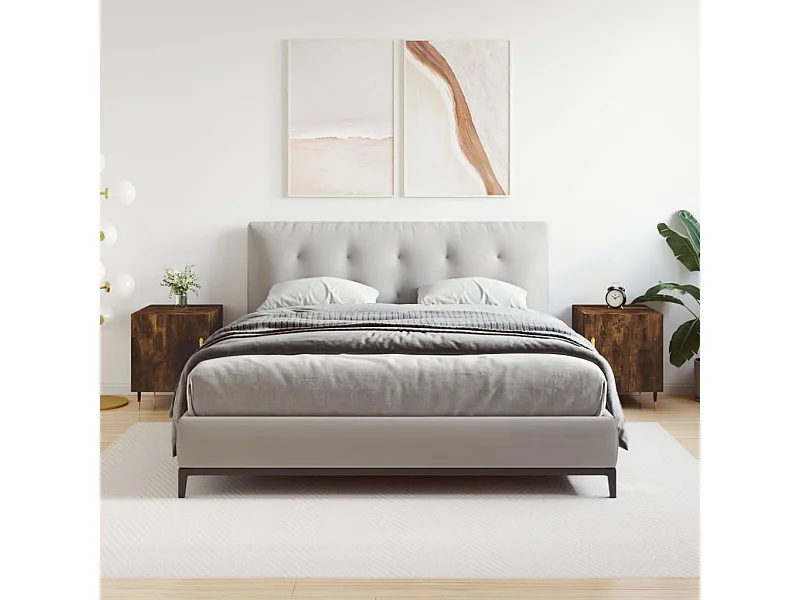 Mesa cabeceira 2peças 40x40x50cm derivado madeira carvalho fumado