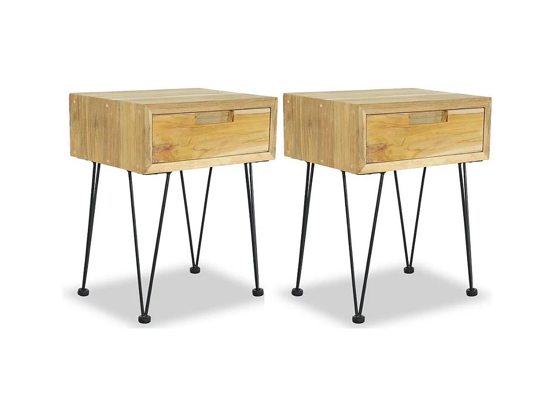 Tables de chevet 2 pièces 40x30x50 cm teck massif