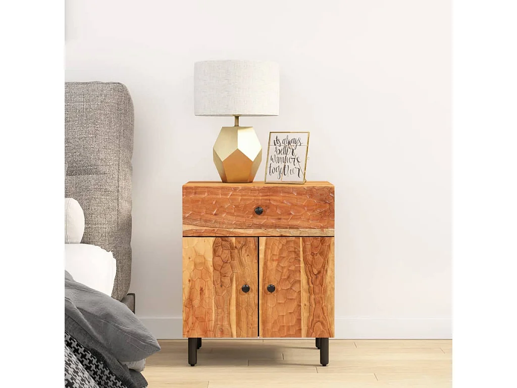 Mesa de cabeceira 50x33x60 cm madeira de acácia maciça