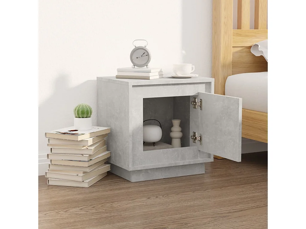 Table de chevet gris béton 44x35x45 cm bois d'ingénierie