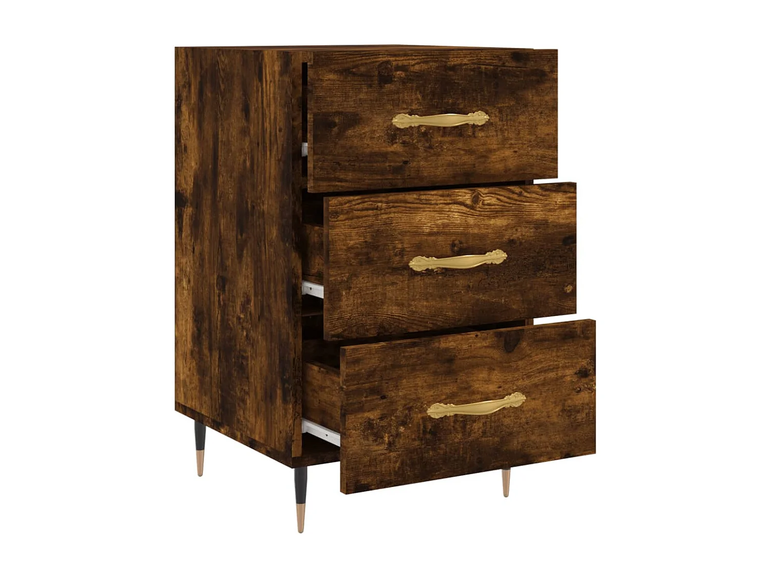 Table de chevet chêne fumé 40x40x66 cm bois d'ingénierie