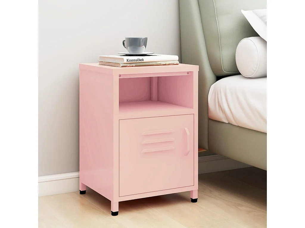 Mesa de cabeceira 35x35x51 cm aço rosa
