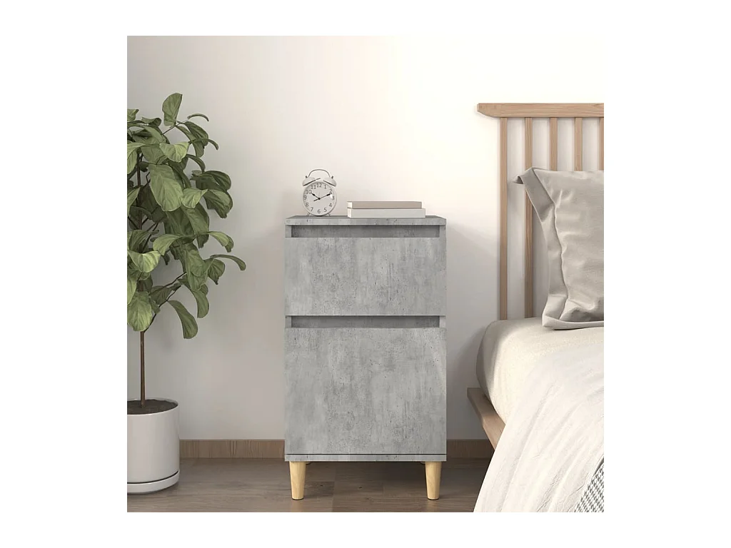 Table de chevet gris béton 40x35x70 cm