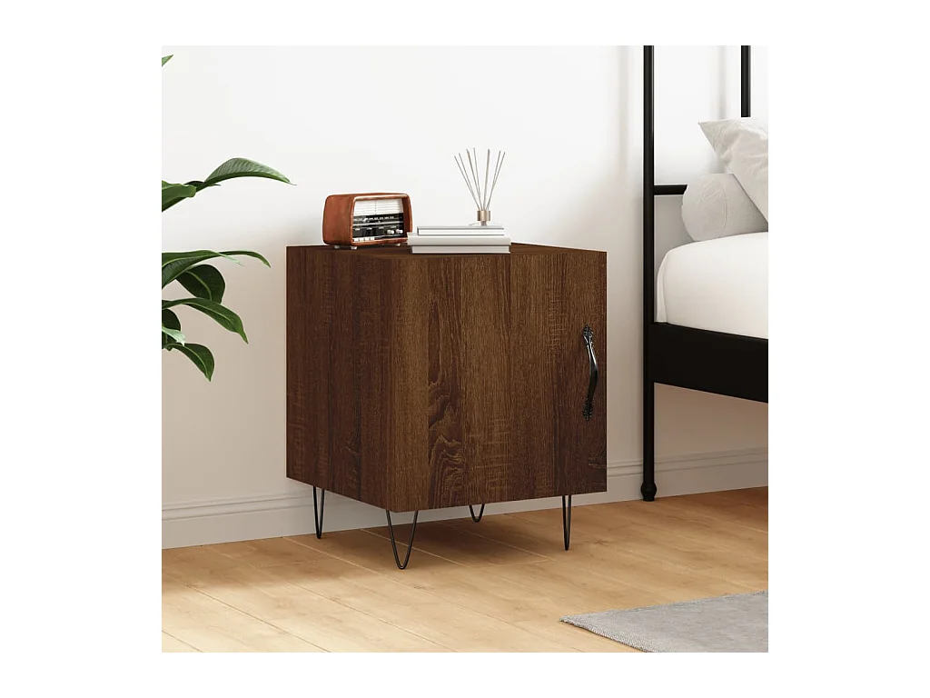 Table de chevet chêne marron 40x40x50 cm bois d’ingénierie