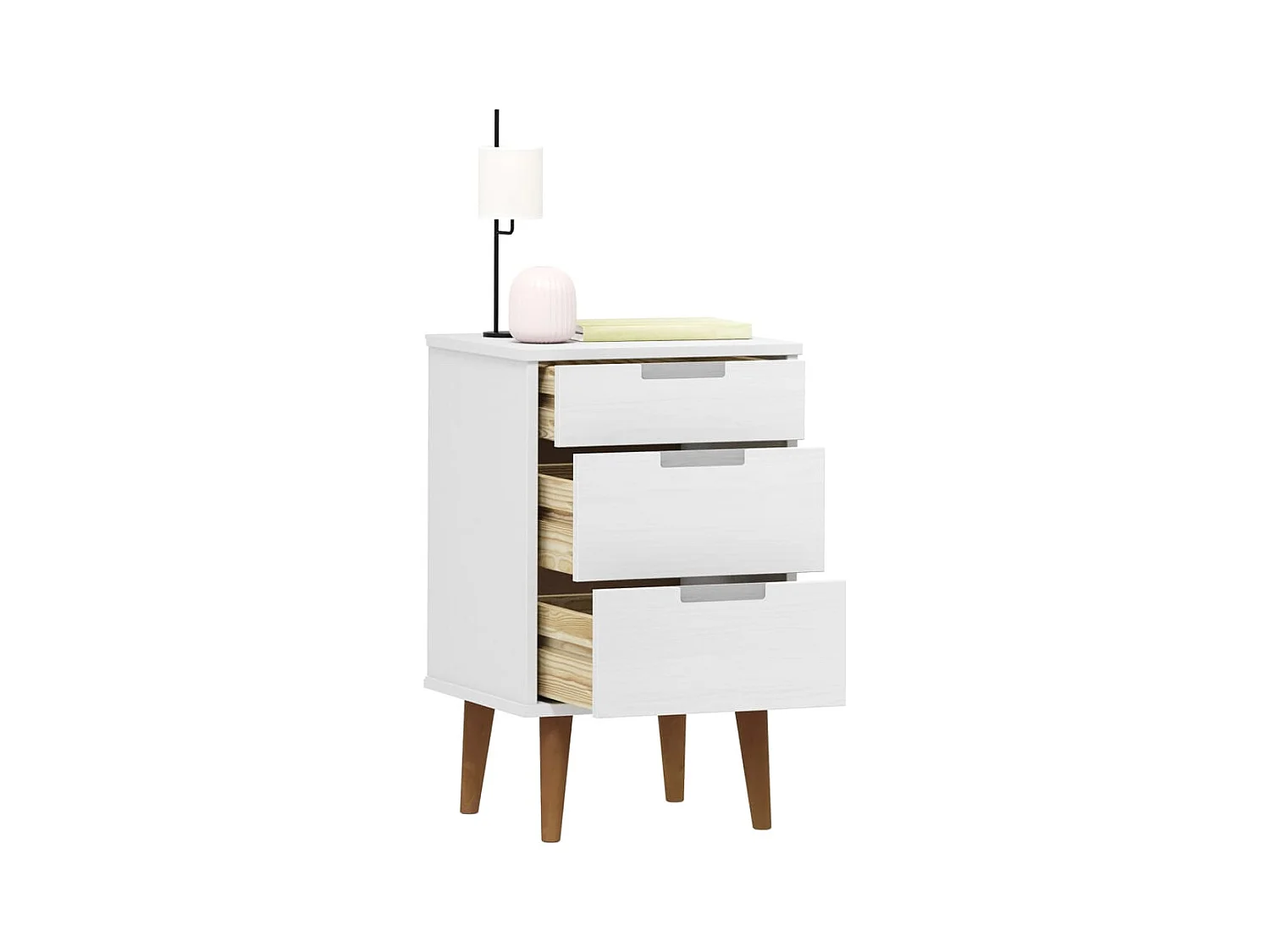 Table de chevet MOLDE Blanc 40x35x65 cm Bois de pin massif