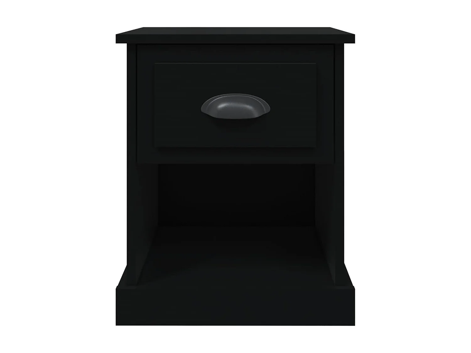 Mesita de noche madera contrachapada negro 39x39x47,5 cm