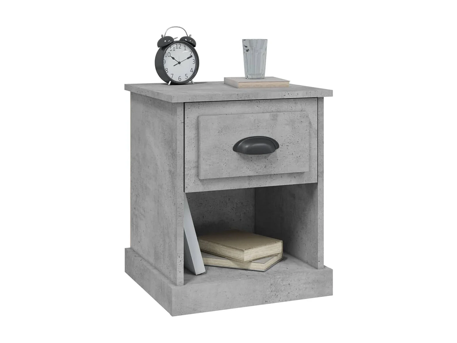 Mesita de noche madera contrachapada gris hormigón 39x39x47,5cm