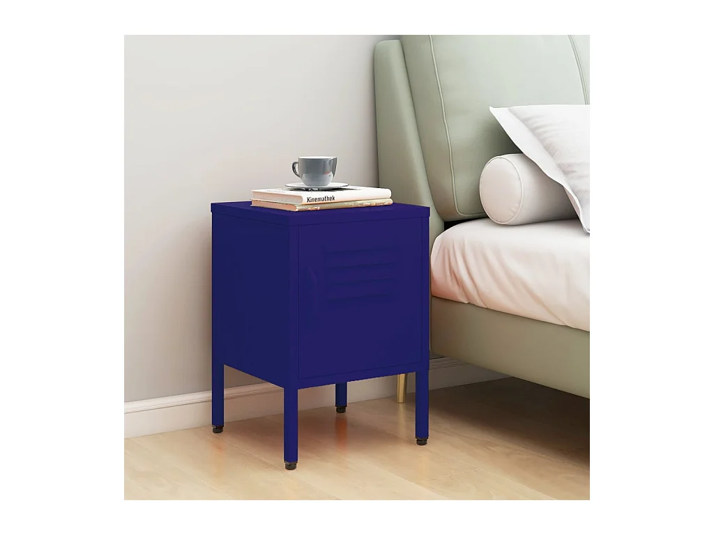 Table de chevet Bleu marine 35x35x51 cm Acier