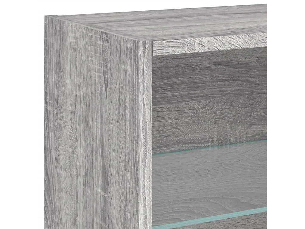 Table de chevet murale avec lumières LED sonoma gris