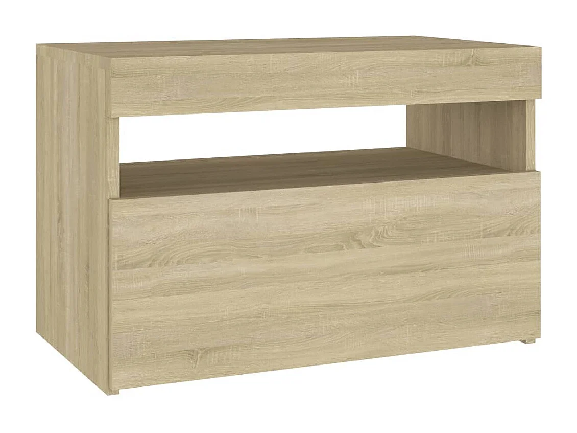 Mesitas de noche con LED 2 unidades contrachapada Sonoma 60x35x40 cm