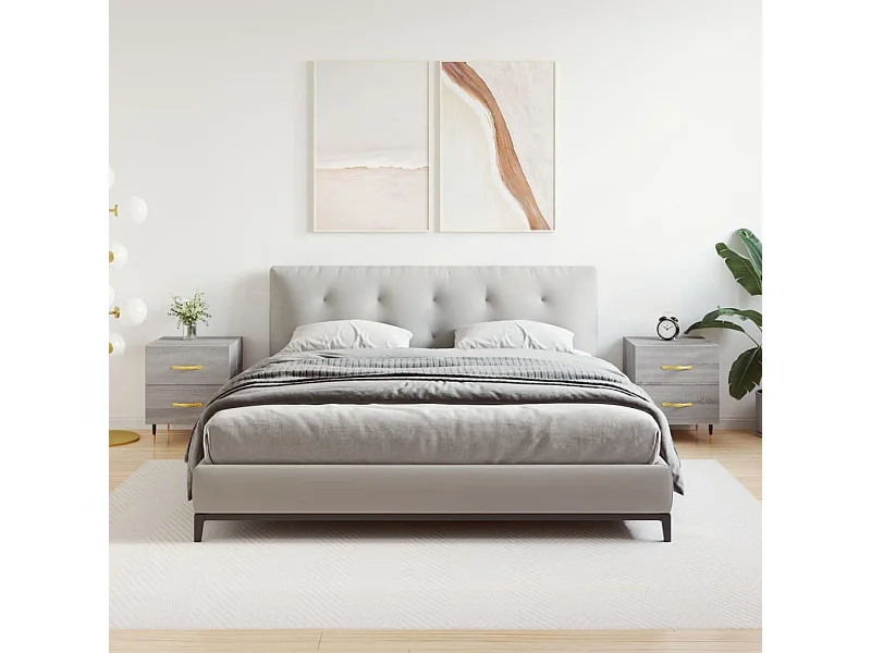 Mesitas noche 2 unidades madera ingeniería gris Sonoma 40x35x47,5 cm