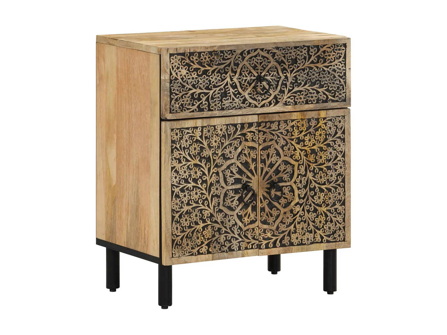 Mesita de noche madera maciza de mango 50x33x60 cm