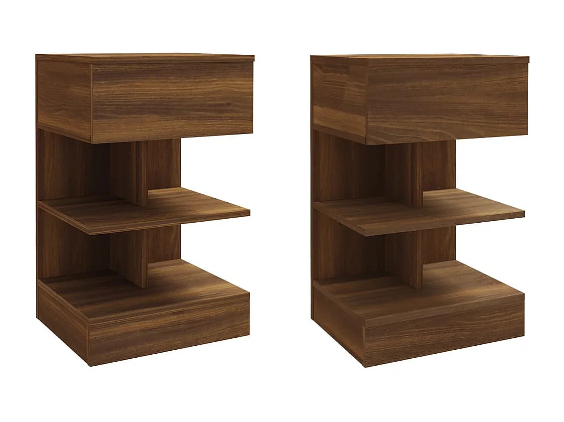 Tables de chevet 2pièces Chêne marron 40x35x65cm Bois d'ingénierie