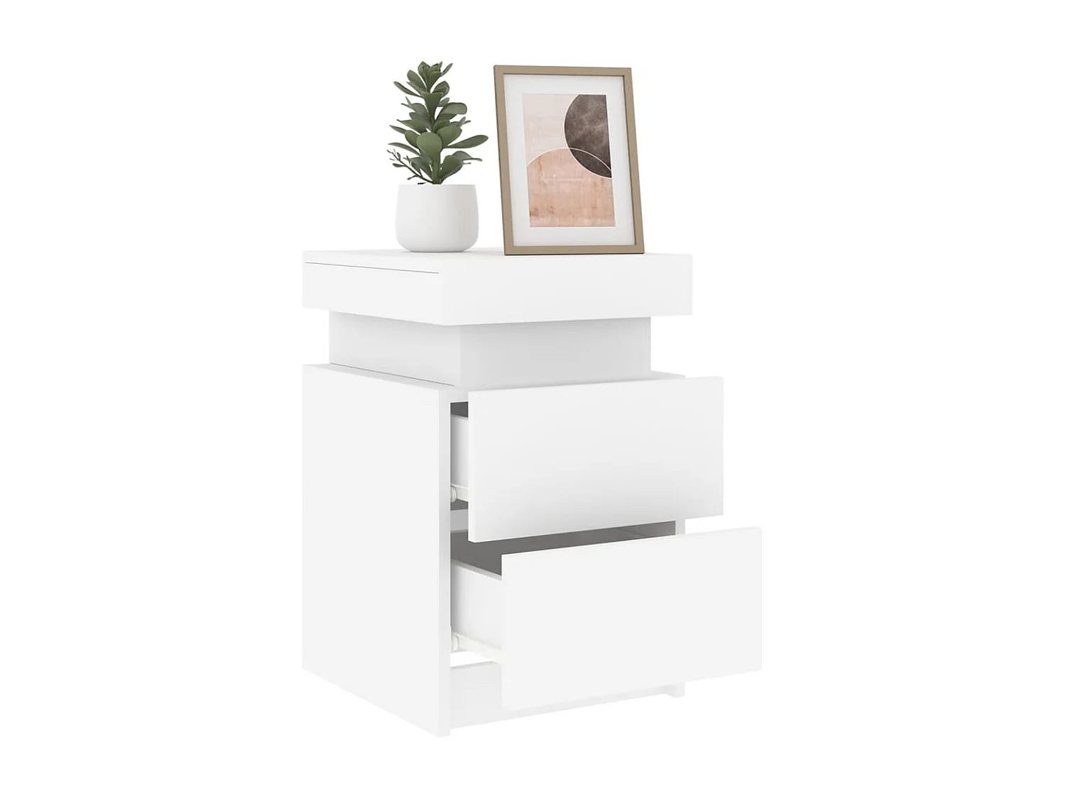 Table de chevet avec lumières LED blanc 35x39x55 cm