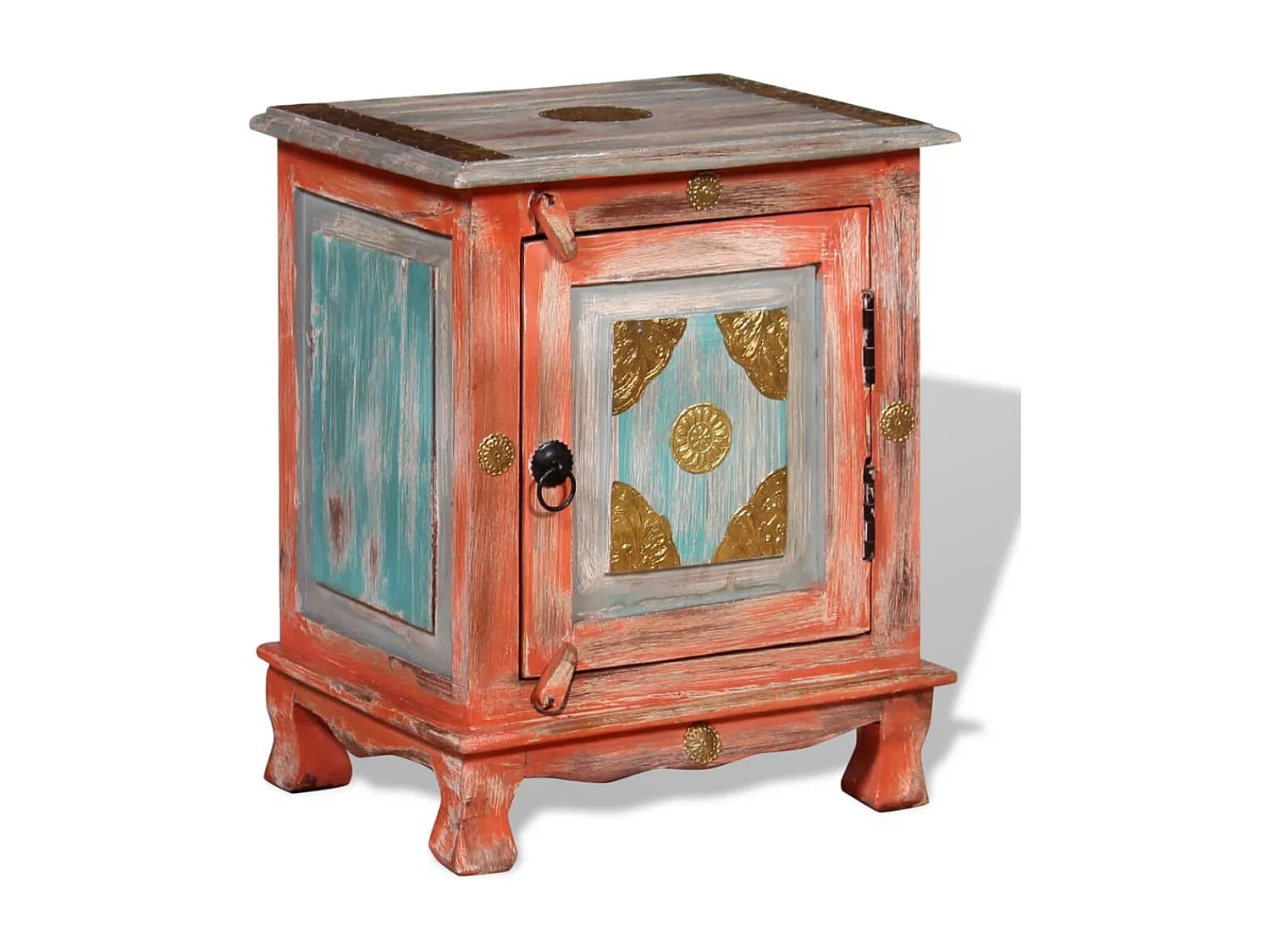 Table de chevet Bois de manguier massif Orange