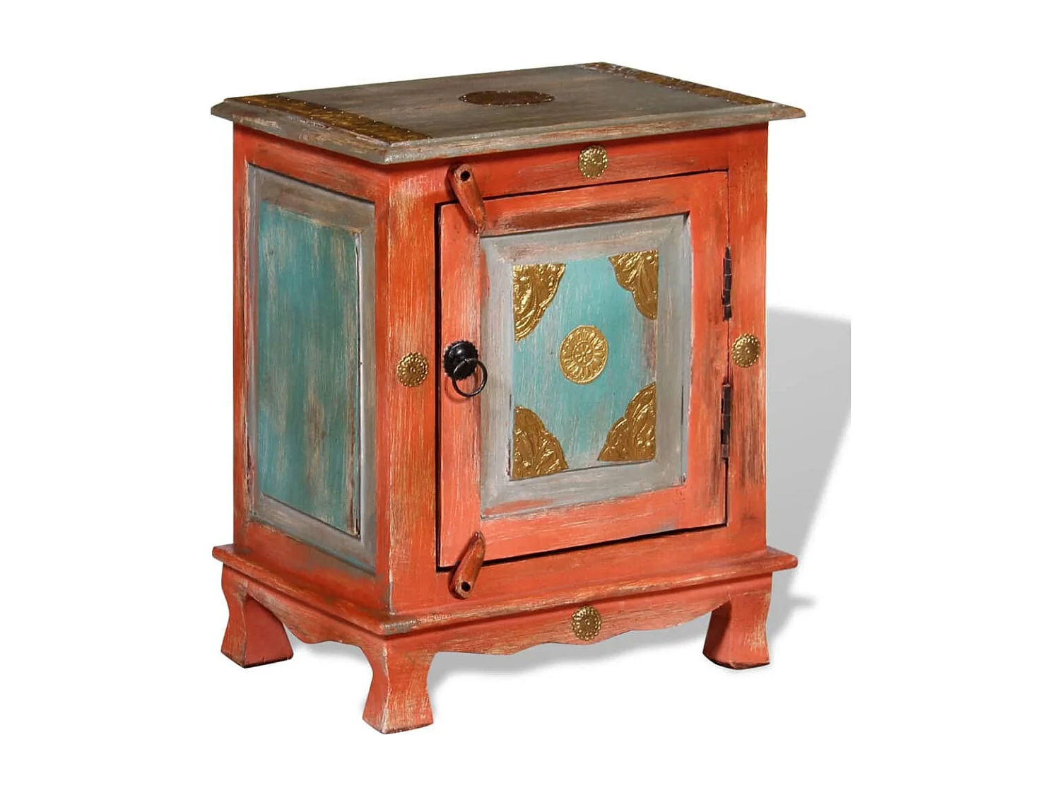 Table de chevet Bois de manguier massif Orange