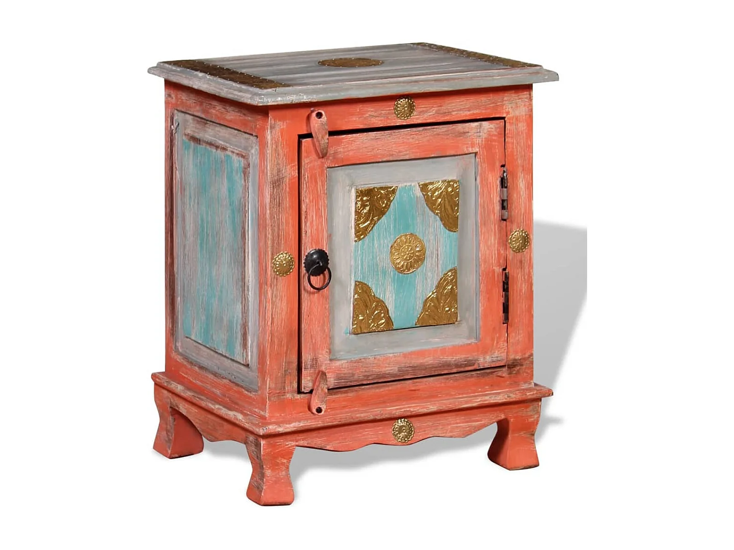 Table de chevet Bois de manguier massif Orange