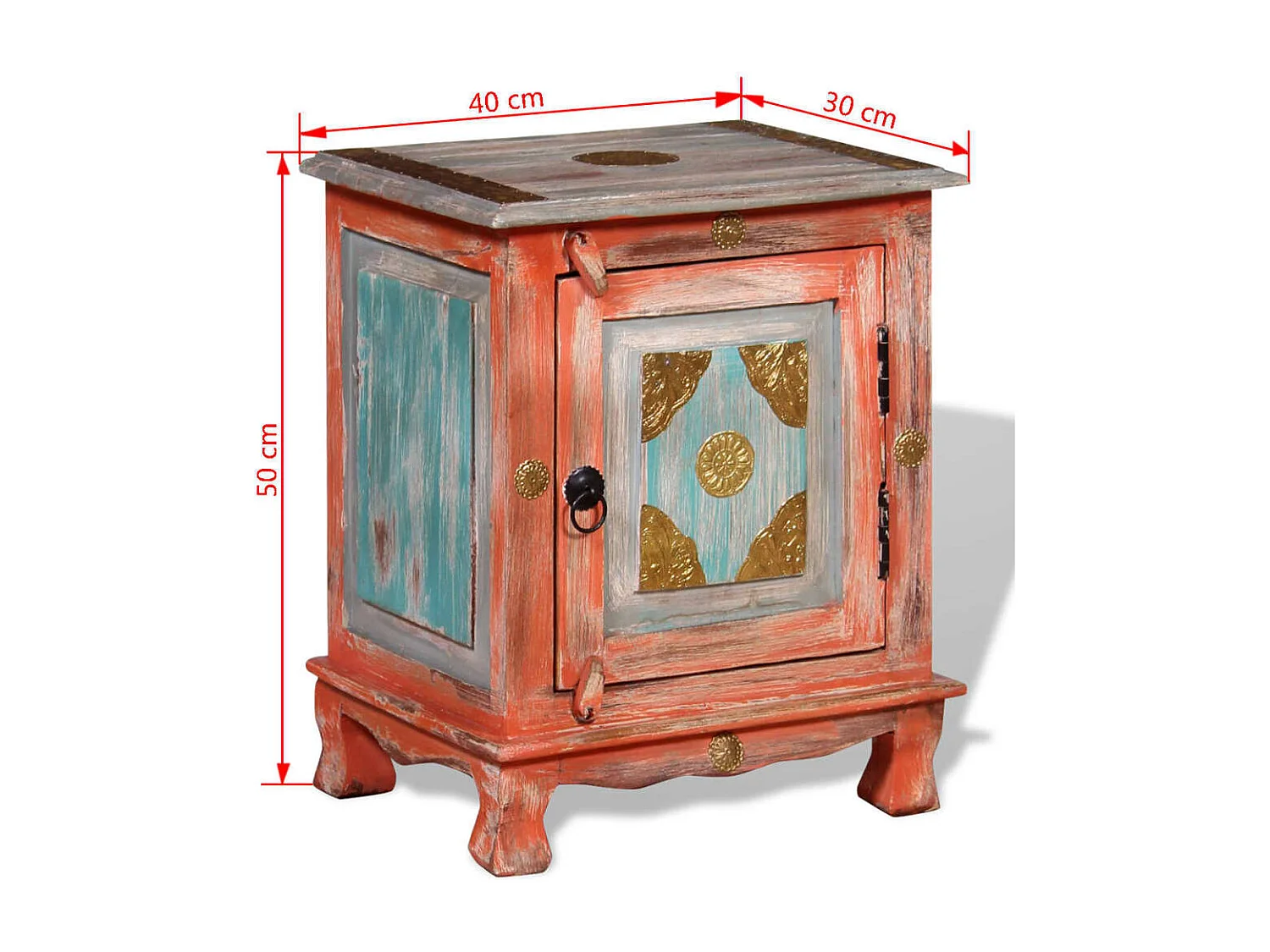 Table de chevet Bois de manguier massif Orange