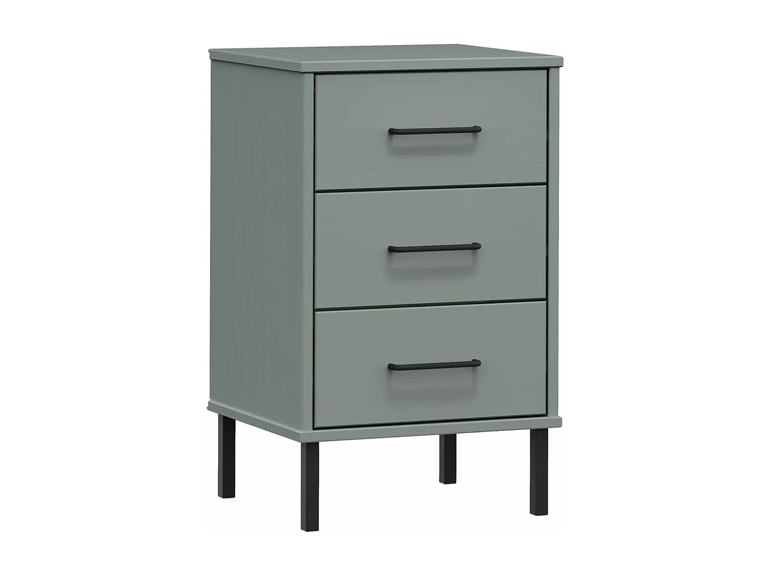 Table de chevet avec pieds en métal Gris Bois pin massif OSLO